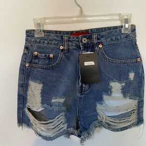 High waisted ripped shorts